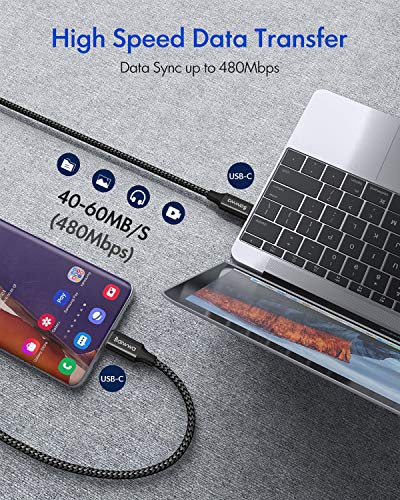 [2Pack, 10ft] כבל USB C ל- USB C אורך, 60 וולט מטען מהיר מסוג C טעינה קלוע עבור Samsung Galaxy S23 S22 S21 S20 Ultra Plus